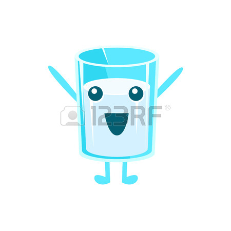 450x450 Happy Full Milk Glass Character Flat Childish Simple Style Vector