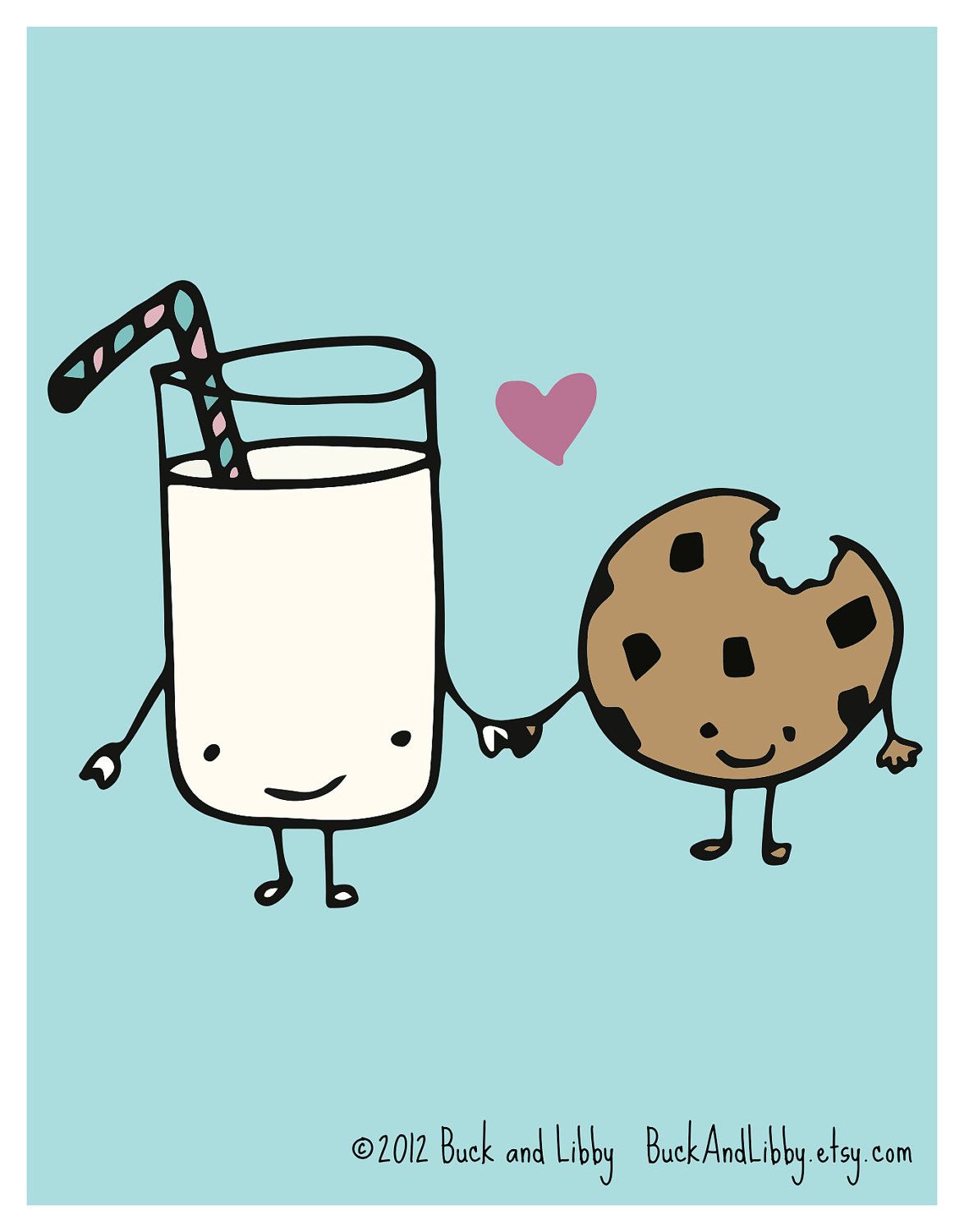 1174x1500 Milk Loves Cookie 85 X 11 Illustration Print By By Buckandlibby