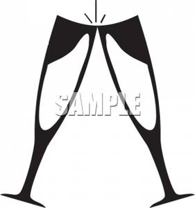 281x300 Art Image Two Champagne Glasses In Black And White