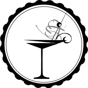 298x297 Black And White Martini Glass Clip Art