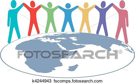 450x282 Clipart Of People Colors Hold Hands And Arms On World Map K4244943