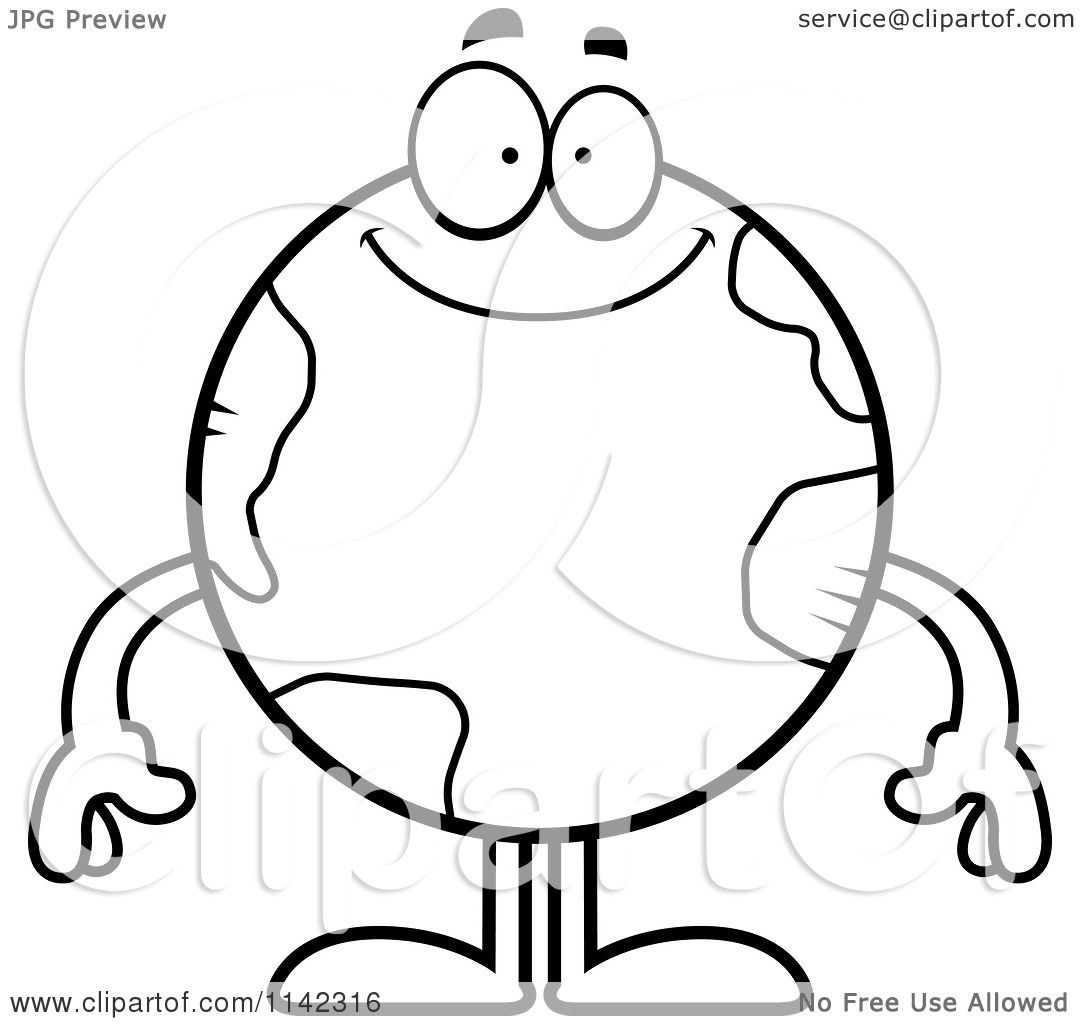 1080x1024 Cartoon Clipart Of A Black And White Smiling Earth Globe