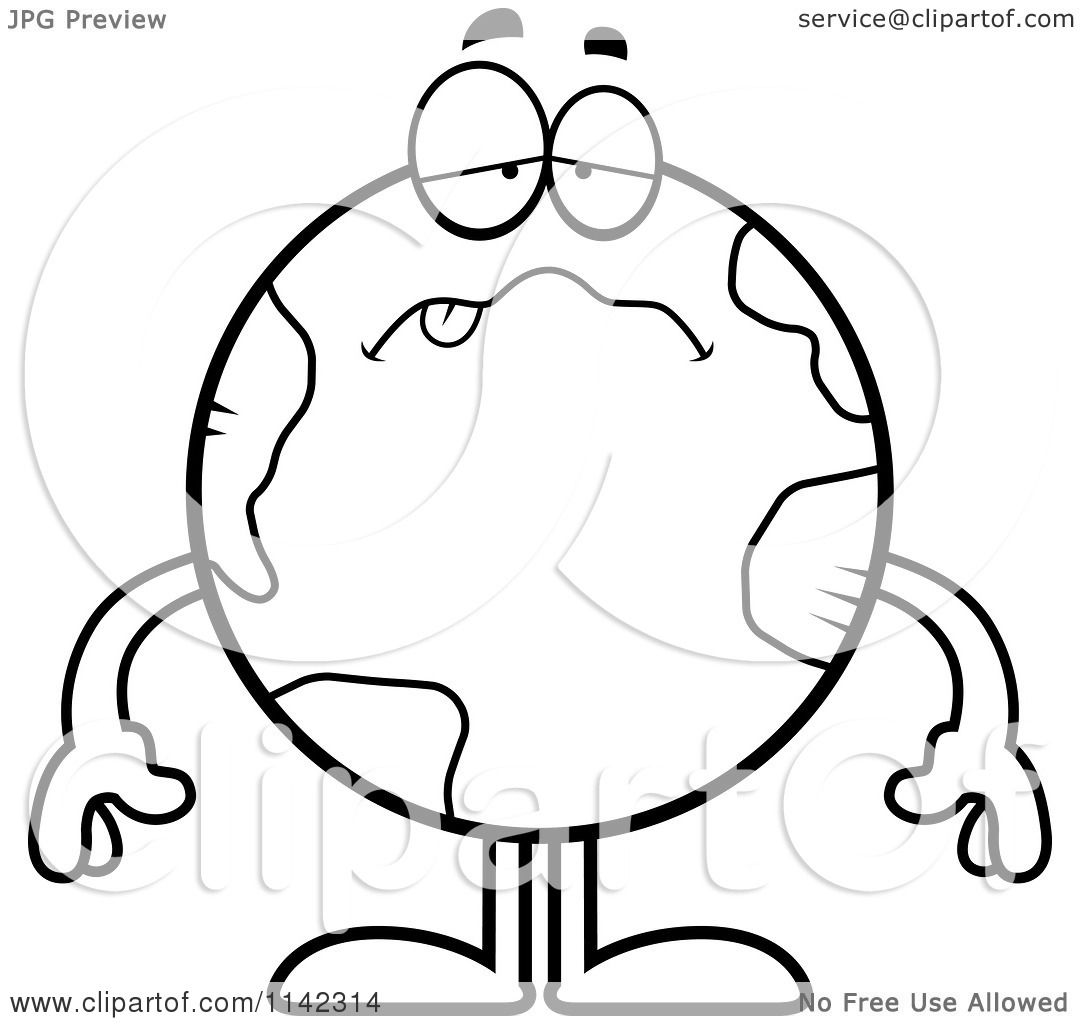 1080x1024 Cartoon Clipart Of A Black And White Sick Earth Globe