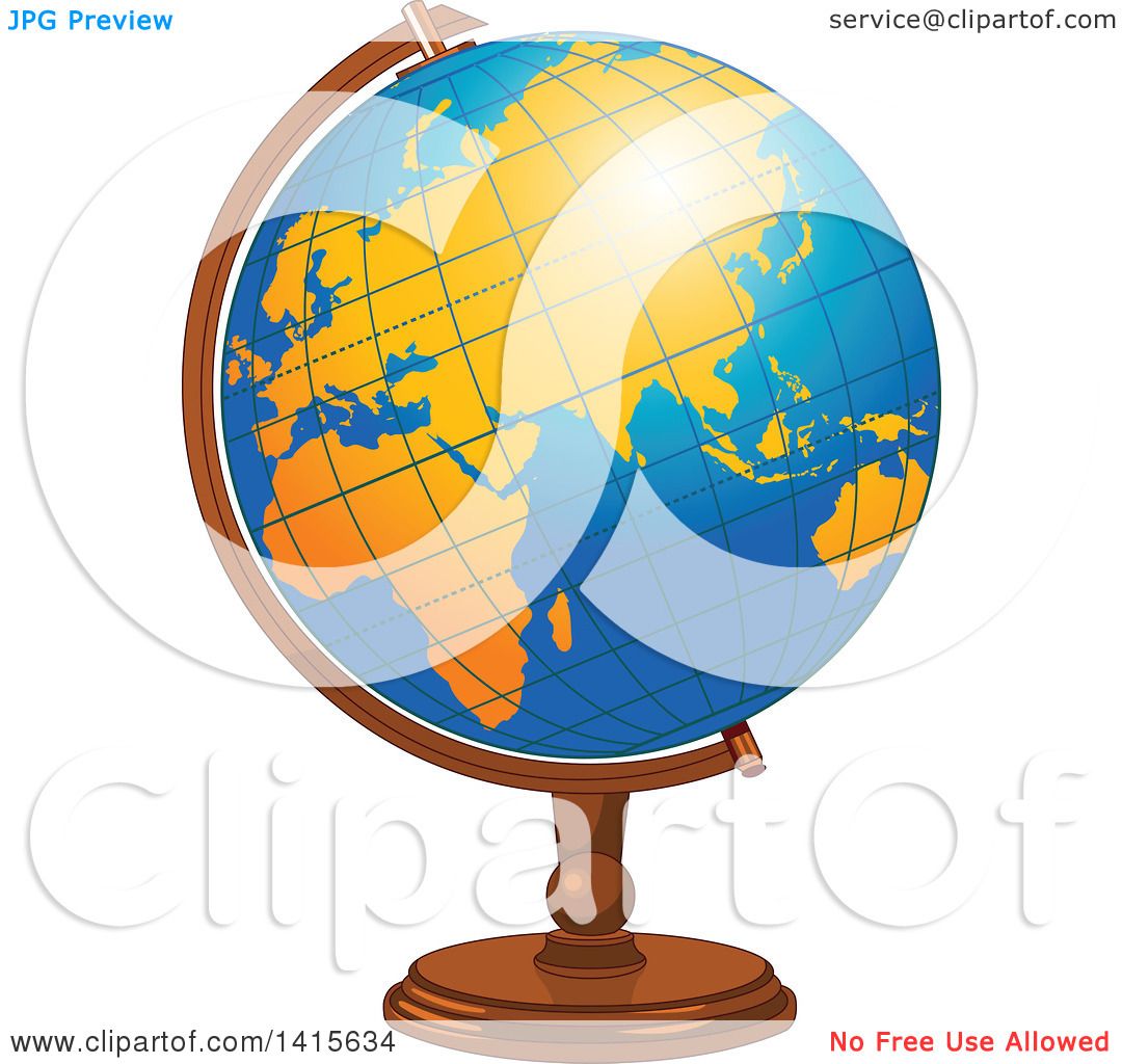 1080x1024 Clipart Of A Blue And Orange Desk Globe