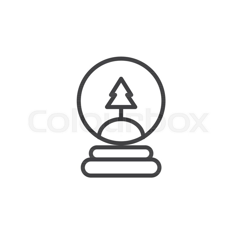 800x800 Christmas Snow Globe With Christmas Tree Line Icon, Outline Vector