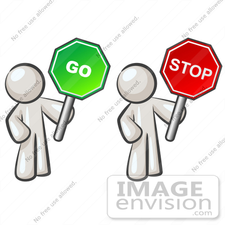 450x450 Clip Art Graphic Of White Guy Characters Holding Stop And Go Signs
