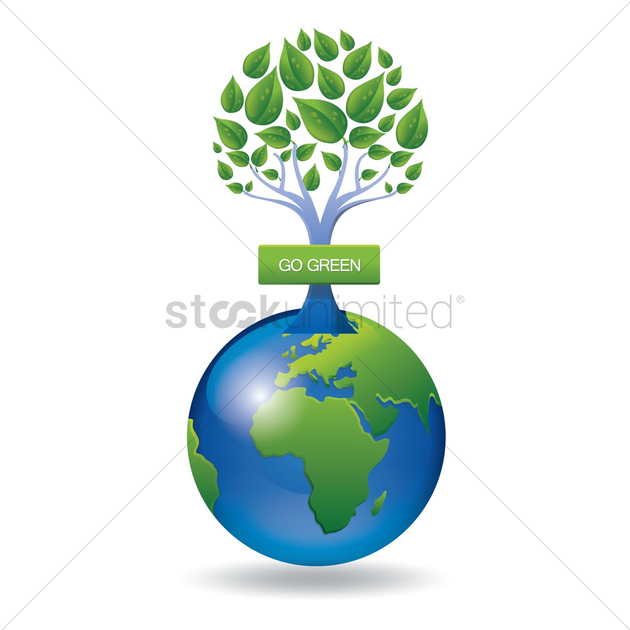 1300x1300 Green Globe With Go Green Tree Vector Image
