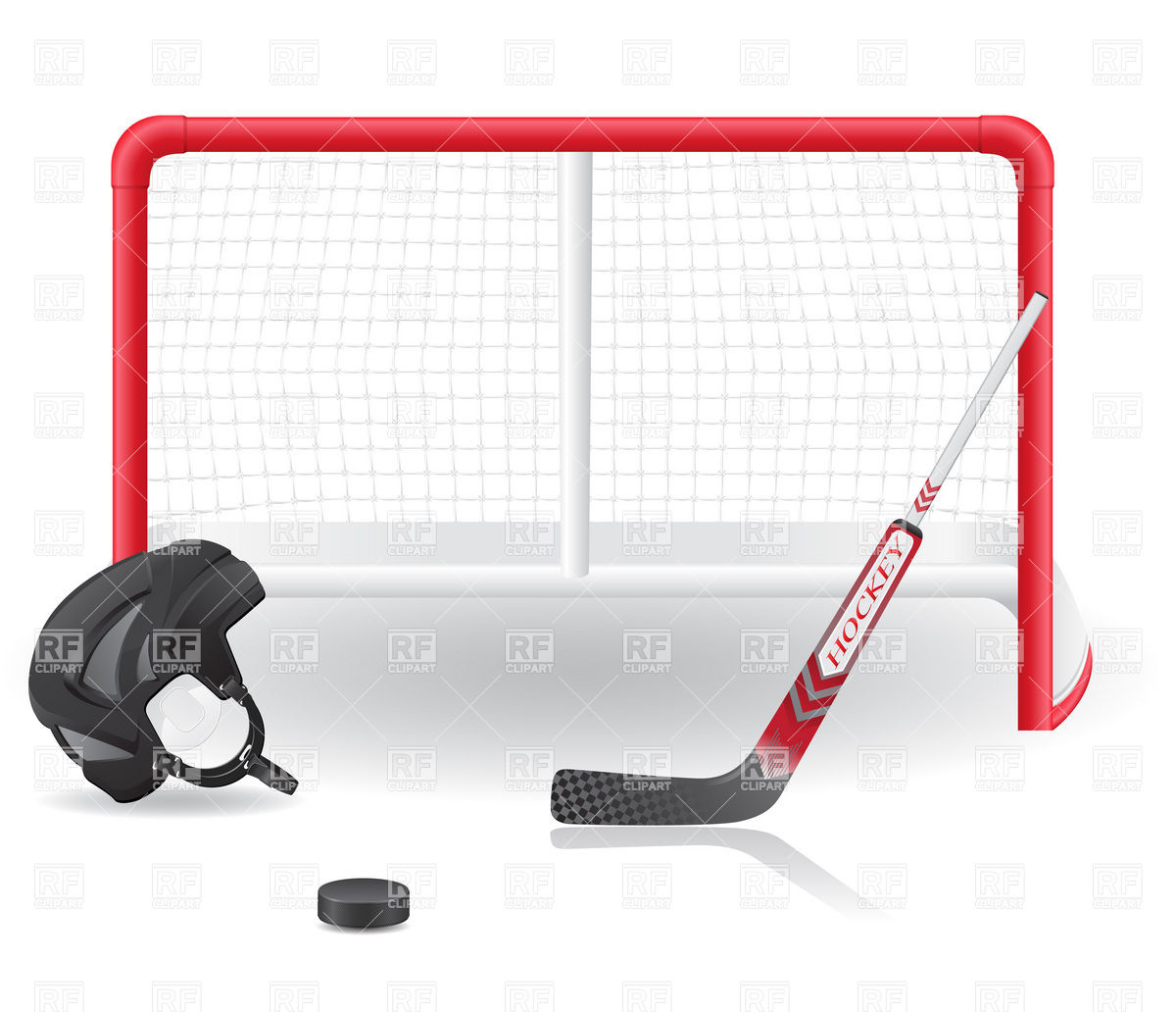 1200x1032 Hockey Goals, Helmet And Stick Royalty Free Vector Clip Art Image
