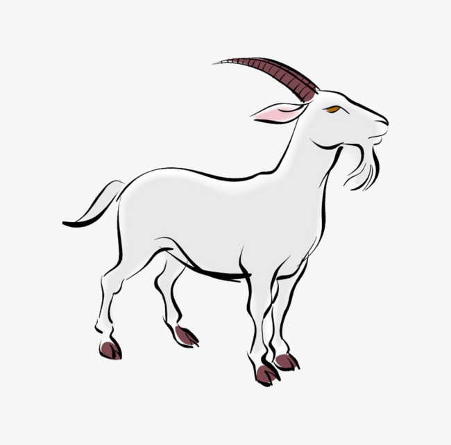 650x641 Old White Goat Cartoon, Cartoon Animals, Goat, Hillside Png Image