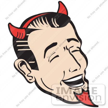 450x450 Royalty Free Cartoon Clip Art Of A Man Wearing Red Horns And A Red