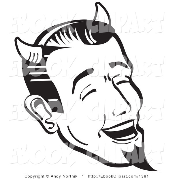 600x620 Vector Cliprt Of Blacknd White Man Wearing Hornsnd