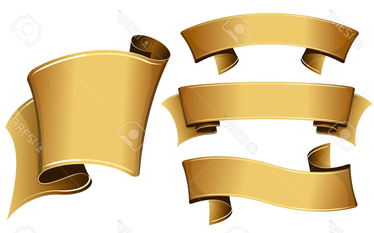 1300x812 Top 10 Collection Of Gold Ribbon Vector Illustration Stock Banner Cdr