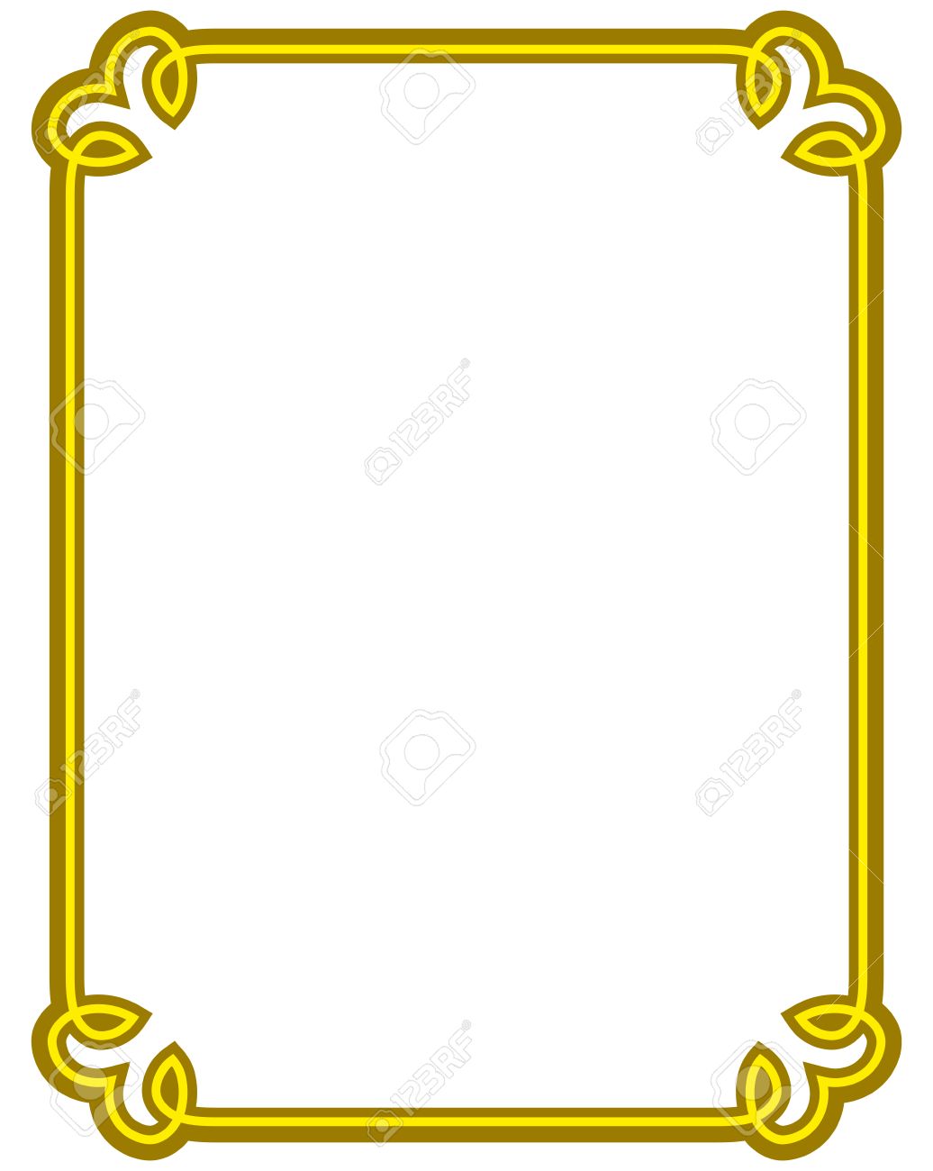 1036x1300 Yellow Gold Border Frame Deco Vector Art Simple Line Corner