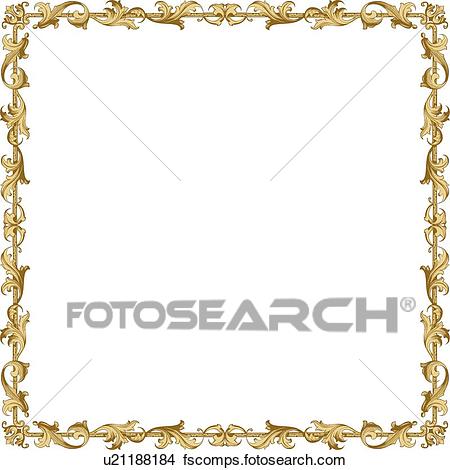 450x470 Clipart Of Gold Leaf Decorative Frame U21188184