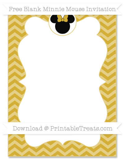 400x518 Free Metallic Gold Chevron Blank Minnie Mouse Invitation Minnie
