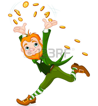 415x450 Cute Running Leprechaun Throwing Gold Coins Into The Air Royalty