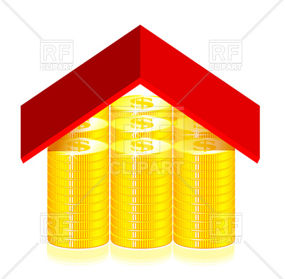 400x392 Red Roof On Gold Coins Royalty Free Vector Clip Art Image
