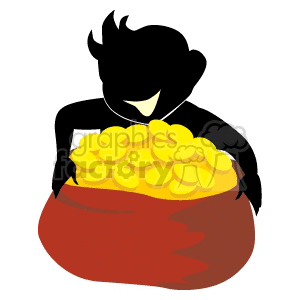 300x300 Royalty Free Man Holding A Big Bag Of Gold Coins 162027 Vector