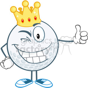 300x300 Royalty Free 5720 Royalty Free Clip Art Winking Golf Ball Cartoon