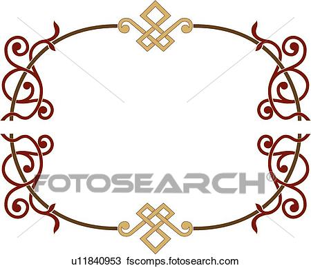 450x389 Clipart Of Ornate Red, Gold And Brown Frame U11840953