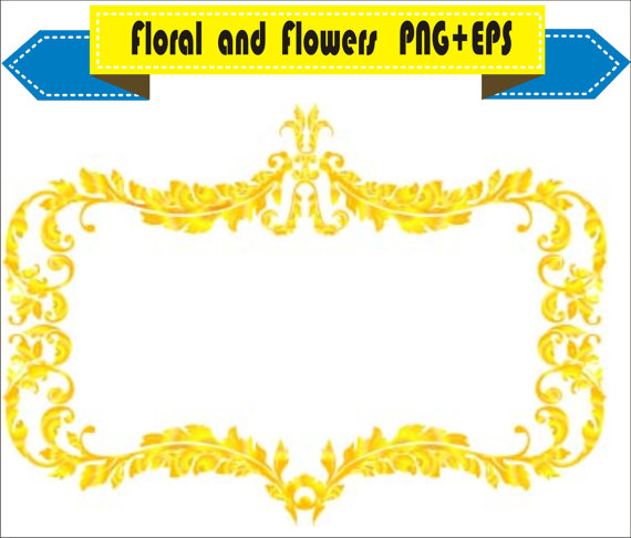570x486 Royal Gold Frame Floral Vector Clipart Png Eps Digital Files