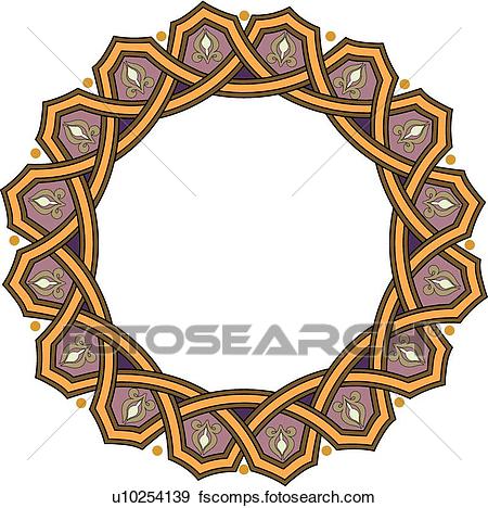 450x468 Clip Art Of Gold Purple Circle Frame With Copy Space U10254139