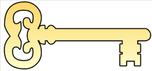 299x141 Golden Key Cutout Clip Art