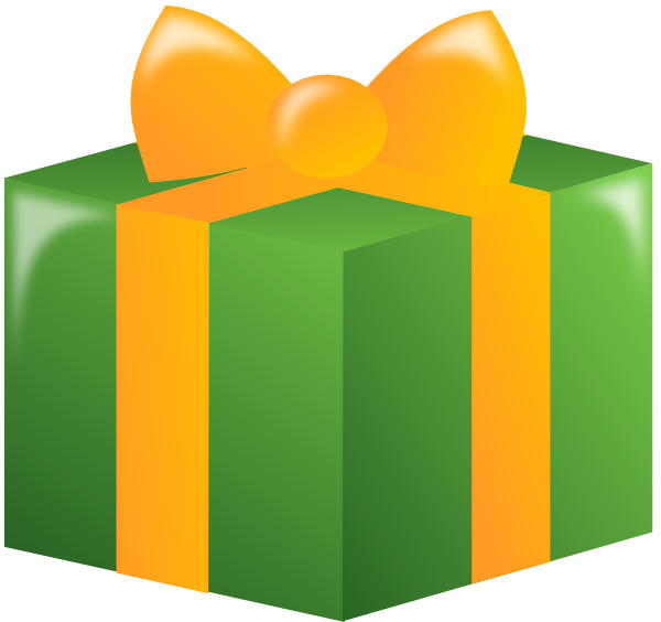 600x564 Gift With Green Wrapping And Gold Ribbon Clip Art