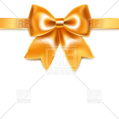 400x400 Golden Bow Of Silk Ribbon, Isolated On White Background Royalty