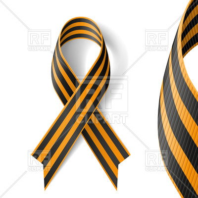 400x400 Striped Black And Gold Ribbon Of St George On White Background