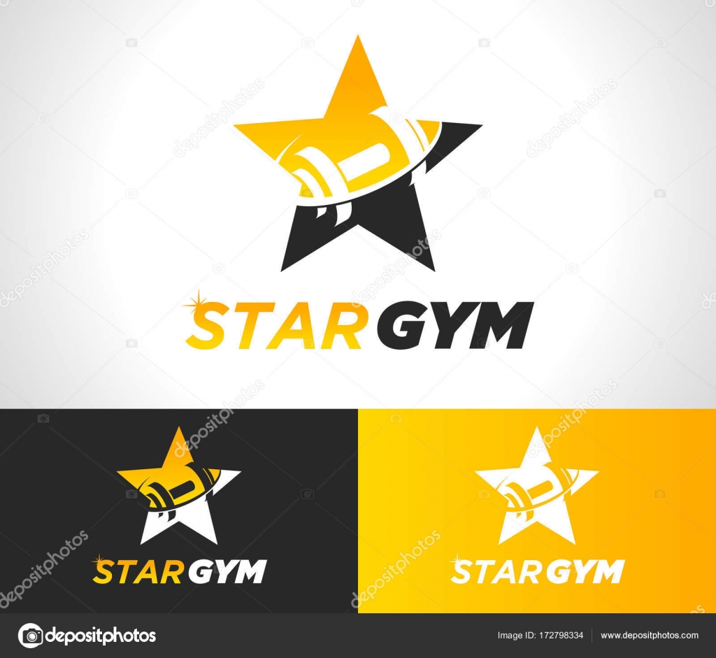 1024x941 Gold Star Gym Fitness Logo Icon Stock Vector Mictoon