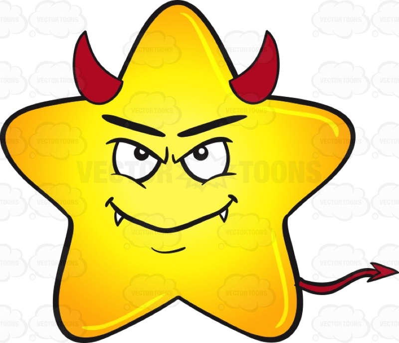 800x687 Gold Star Cartoon Smiling With Fangs, Horns And Tail Emoji