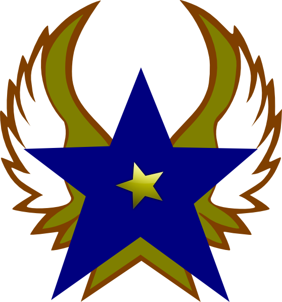 558x598 Blue Star With 1 Gold Star And Wings Png, Svg Clip Art For Web