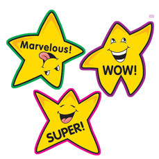 229x229 Teacher Stickers 100 Fun Shape Gold Star Reward School Stickers
