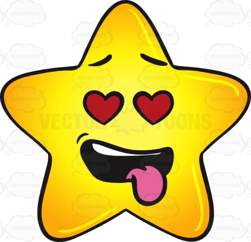 800x770 Love Struck Gold Star Cartoon With Hanging Tongue Emoji Cartoon