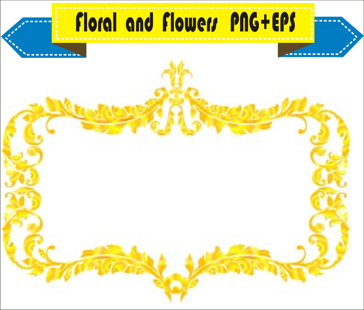 1500x1280 Royal Gold Frame Floral Vector Clipart Png Eps Digital Files