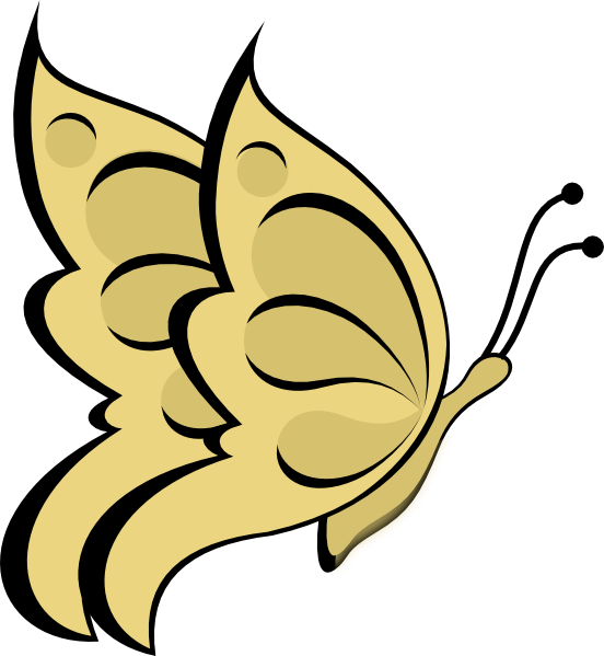 552x599 Golden Butterfly Clipart