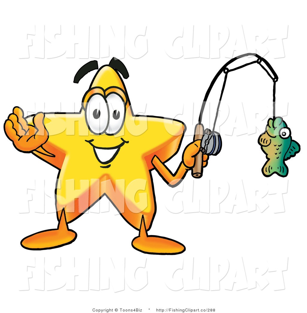 1024x1044 Clip Art Of A Golden Star Mascot Cartoon Character Holding A Fish