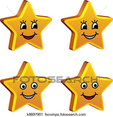 450x469 Clipart Of Vector 3d Golden Smiling Stars K8697901