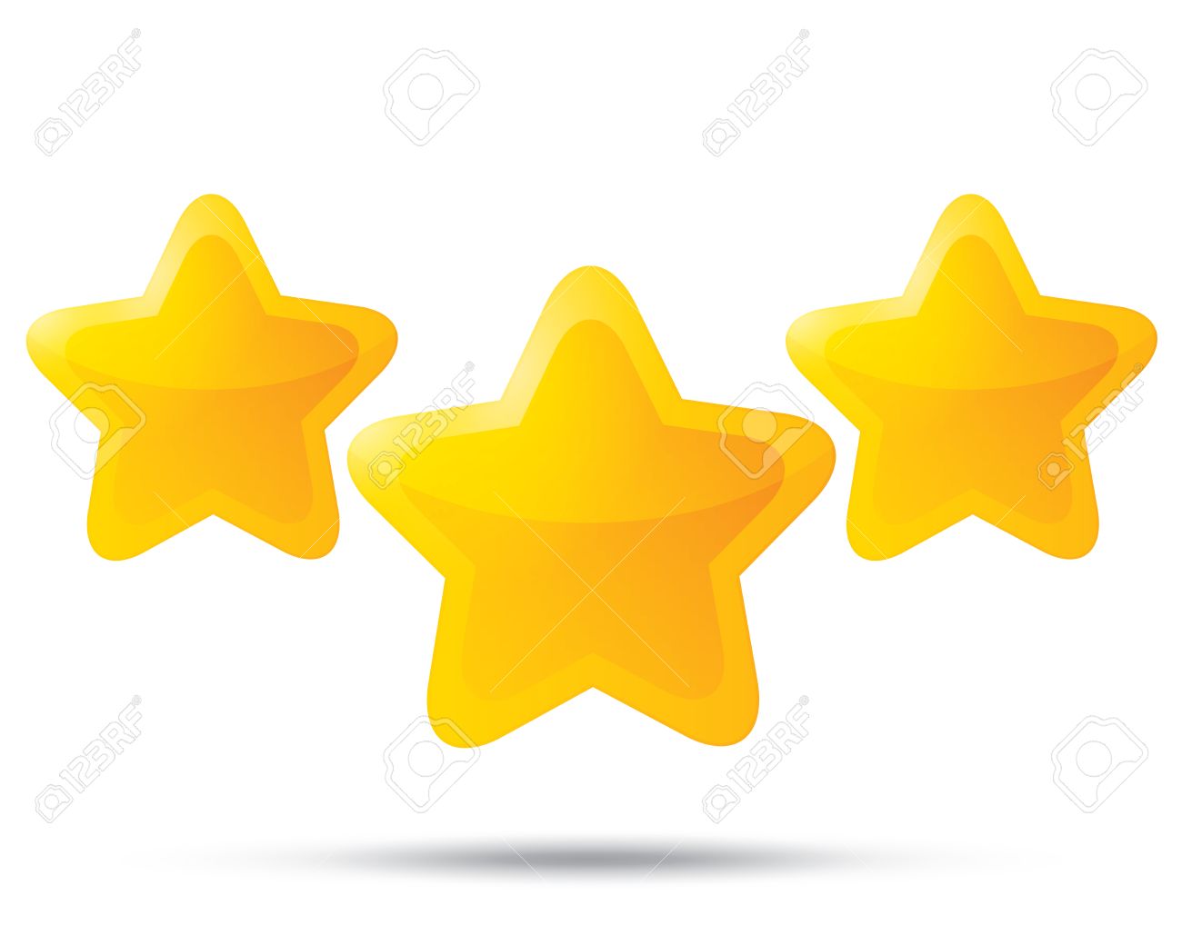 1300x1040 Three Golden Stars. Star Icons On White Background. Five Pointed