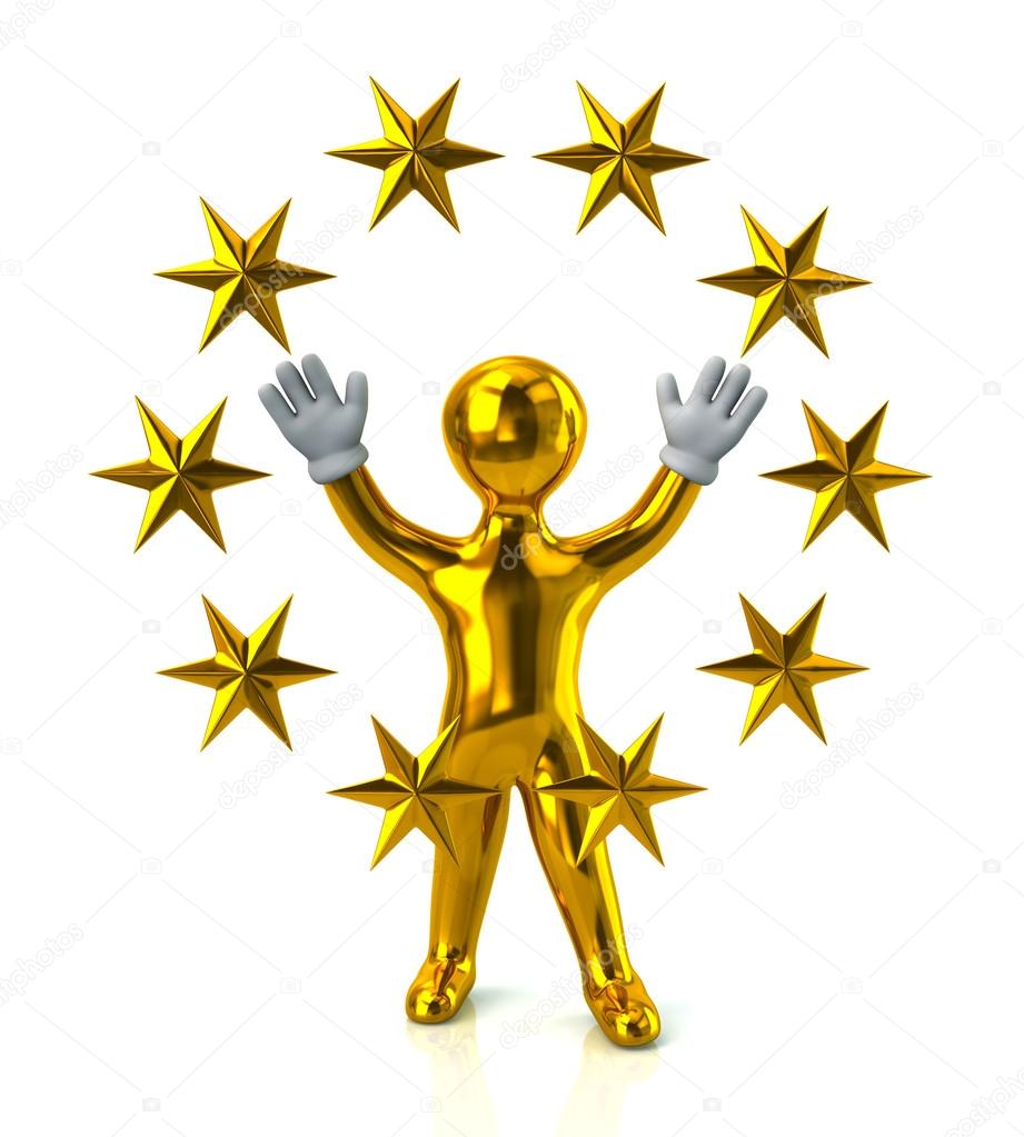 921x1023 Golden Man With Golden Stars Stock Photo Valdum