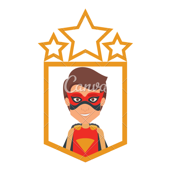 550x550 Superhero In Frame With Golden Stars