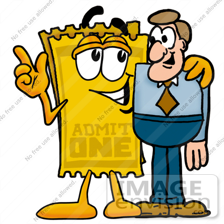 450x450 Clip Art Graphic Of A Golden Admission Ticket Character Talking