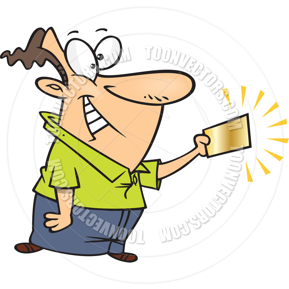 940x940 Cartoon Man With Golden Ticket By Ron Leishman Toon Vectors Eps