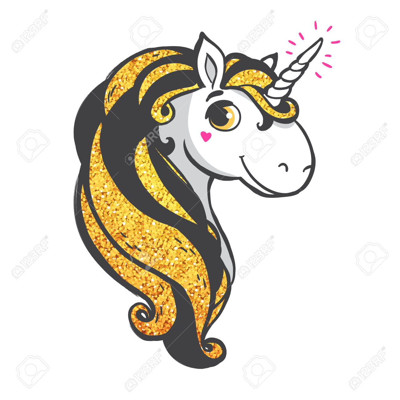 1300x1300 Gold Unicorn Head Clipart