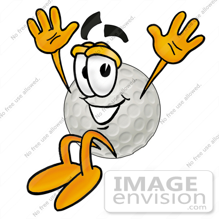 450x450 Clip Art Graphic Of A Golf Ball Cartoon Character Jumping