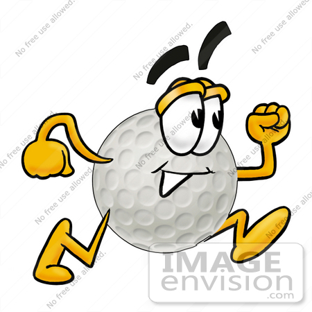 450x450 Clip Art Graphic Of A Golf Ball Cartoon Character Running