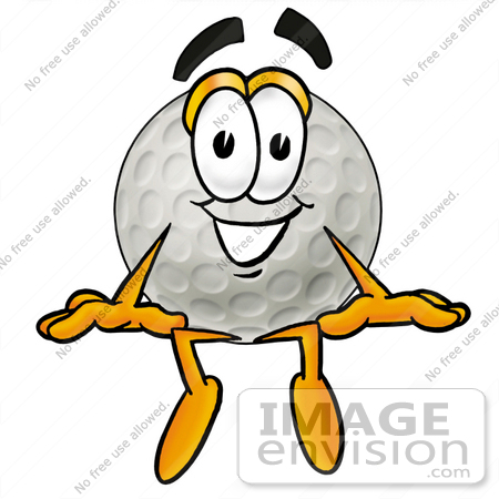450x450 Clip Art Graphic Of A Golf Ball Cartoon Character Sitting