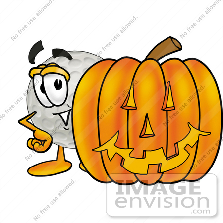 450x450 Clip Art Graphic Of A Golf Ball Cartoon Character With A Carved