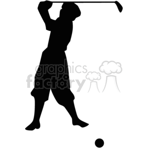 300x300 Royalty Free Silhouette Of A Golfer 373921 Vector Clip Art Image